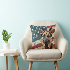 Cojín Decorativo Bandera norteamericana ondulada Perro belga Malino