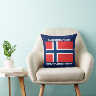 Cojín Decorativo Bandera noruega y fiordo construido