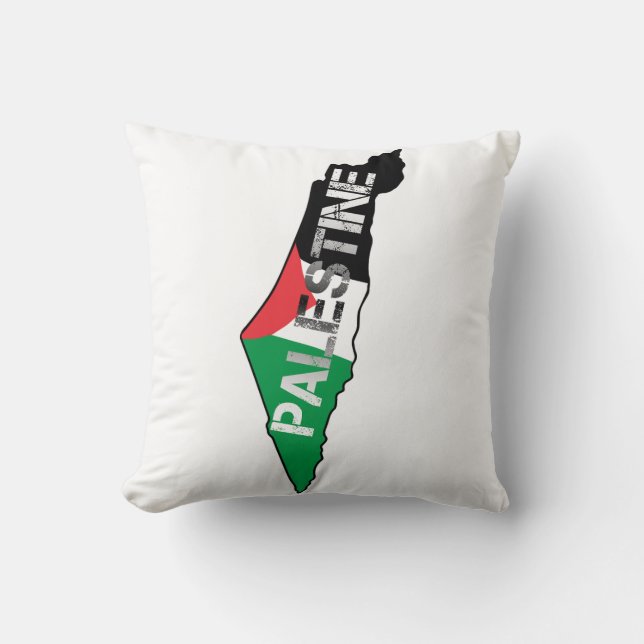 Cojín Decorativo Bandera Palestina Libre en el mapa de Palestina (Anverso)