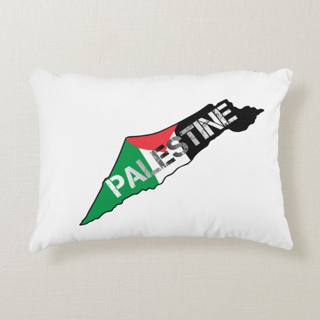 Cojín Decorativo Bandera Palestina Libre en el mapa de Palestina (Anverso)