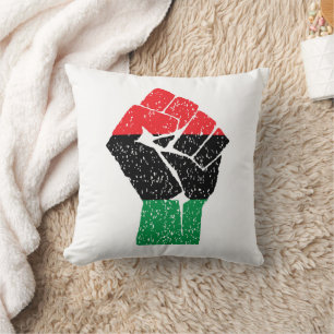 Cojín Decorativo Bandera panafricana Puño, historia negra afroameri