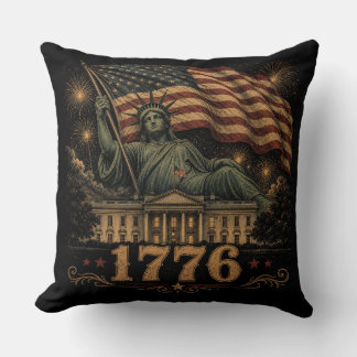 Cojín Decorativo Bandera Patriótica Americana 1776 Estatua de la Li