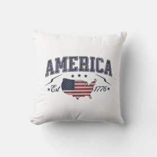 Cojín Decorativo Bandera Patriótica Americana Est 1776 4 de Julio A
