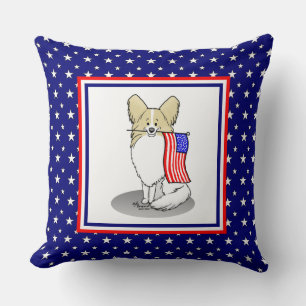 Cojín Decorativo Bandera Patriótica Americana USA Papillon (limón)