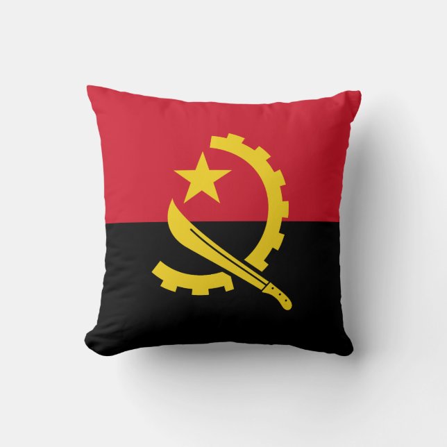Cojín Decorativo Bandera Patriótica de Angola (Anverso)