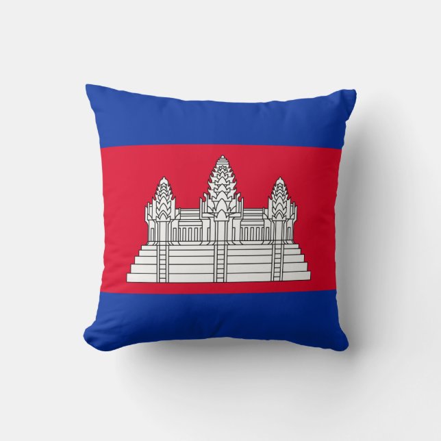 Cojín Decorativo Bandera Patriótica De Camboya (Anverso)