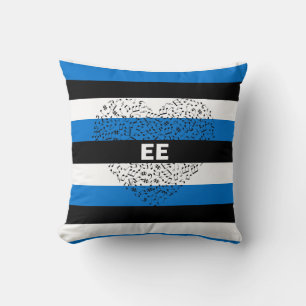 Cojín Decorativo Bandera patriótica de Estonia con corazón musical