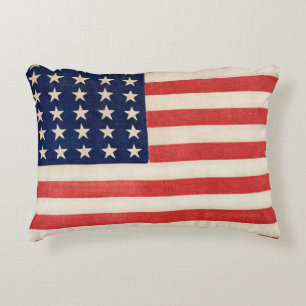 Cojín Decorativo Bandera patriótica norteamericana vintage, 4 de ju
