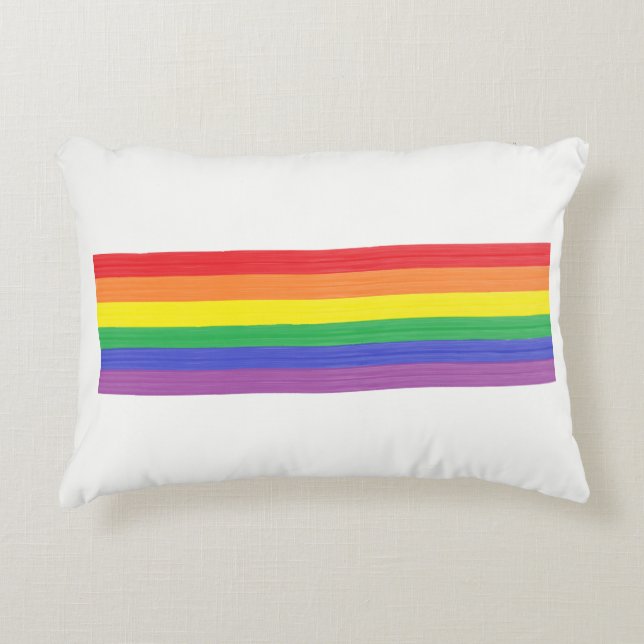 Cojín Decorativo Bandera pintada del arco iris (Anverso)