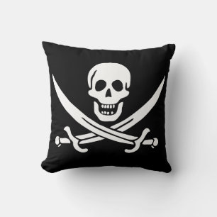 Cojín Decorativo Bandera pirata calavera espadas cruzadas