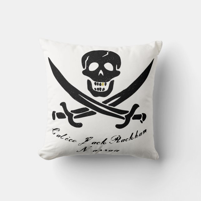 Cojín Decorativo Bandera pirata Calico Jack Nassau Jolly Roger (Anverso)