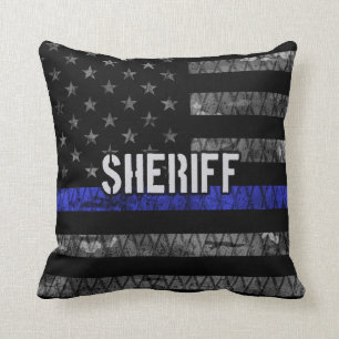 Cojín Decorativo Bandera policial del sheriff angustiada