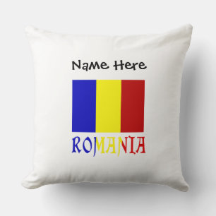 Cojín Decorativo Bandera Rumana Rumania Personalización Negra