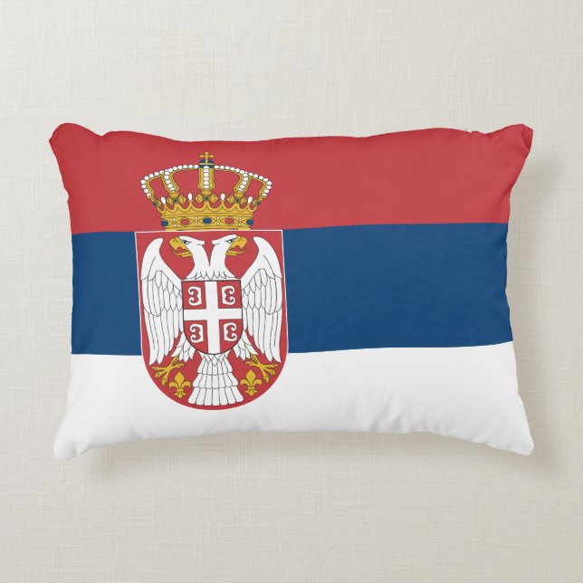 Cojín Decorativo Bandera serbia en el Pillow (Anverso)