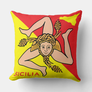 Cojín Decorativo Bandera siciliana de Sicilia Trinacria Pillow