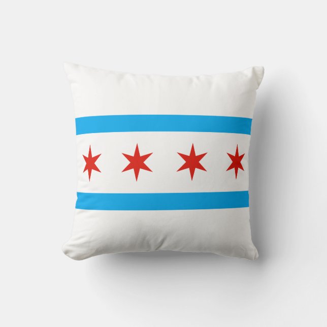 Cojín Decorativo Bandera tradicional de Chicago (Anverso)
