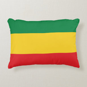 Cojín Decorativo Bandera verde, dorada (amarilla) y de colores rojo