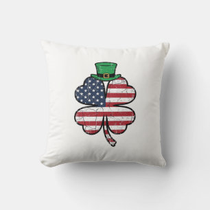 Cojín Decorativo Bandera Vintage Trébol Día de San Patricio
