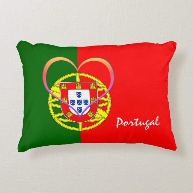 Cojín Decorativo Bandera y corazón portugueses - Hinchas portuguese (Anverso)