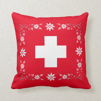 Cojín Decorativo Bandera y edelweiss suizos