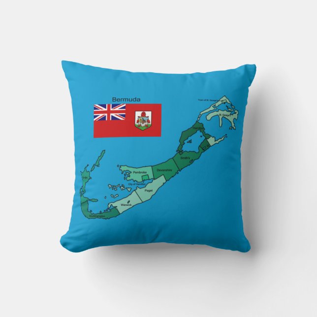Cojín Decorativo Bandera y mapa de Bermudas (Anverso)