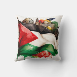 Cojín Decorativo Bandera y monumentos palestinos