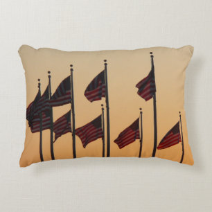 Cojín Decorativo Banderas al Atardecer Patriótico Americano USA