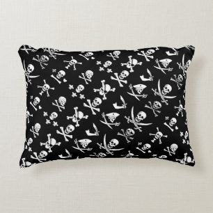 COJÍN DECORATIVO BANDERAS DE PIRATAS NEGRAS, HUESOS CRUZADOS, ESPAL