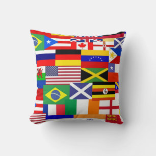 Cojín Decorativo Banderas del collage mundial