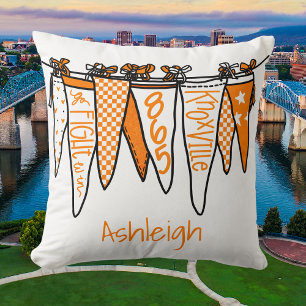 Cojín Decorativo Banderines personalizados de Knoxville naranja y b
