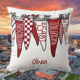 Cojín Decorativo Banderines rojos y blancos Alabama / Tuscaloosa Dí