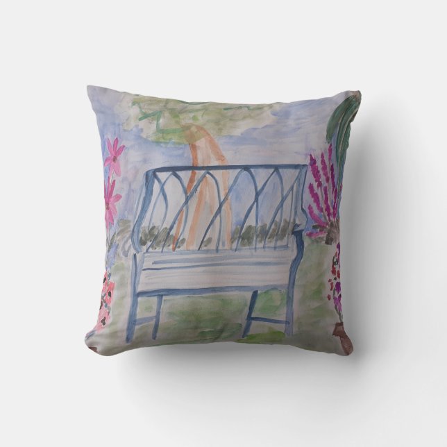 Cojín Decorativo Baño de jardín de verano (Anverso)