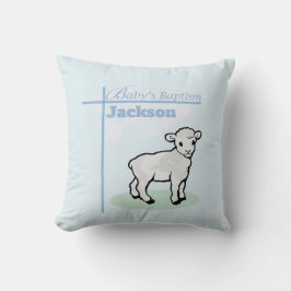 Cojín Decorativo Baptism Blue Boy Lamb, Personalizable
