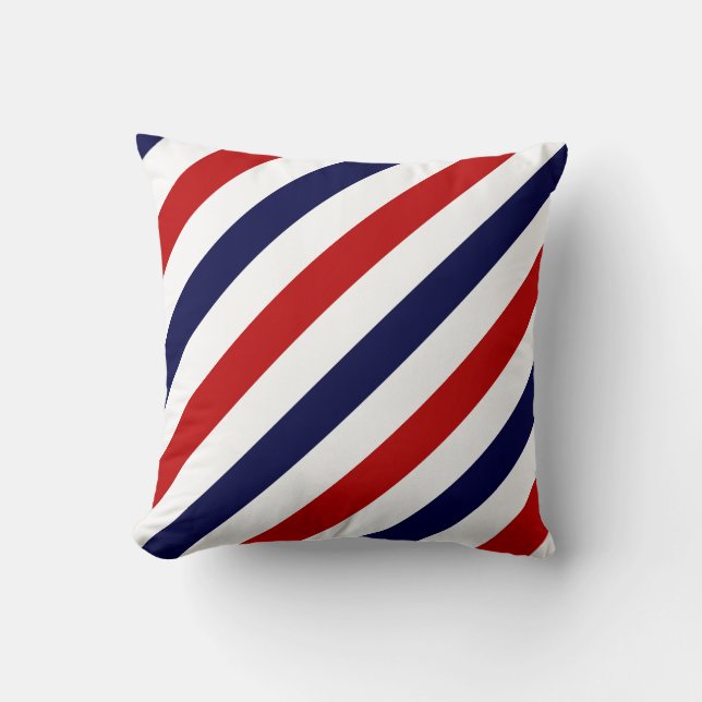 Cojín Decorativo Barber shop stripes patrón patriótico rayado (Anverso)
