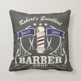 Cojín Decorativo Barbershop Barber Hipster Polie Rojo Azul