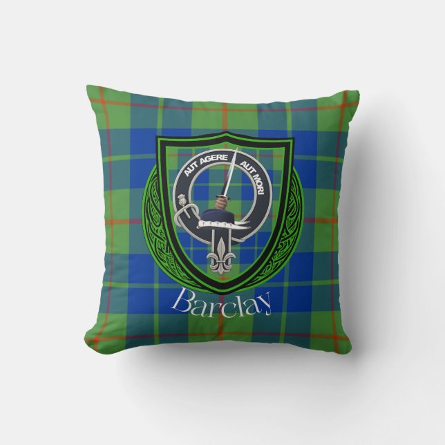 Cojín Decorativo Barclay Scottish Clan Tartan Escudo (Anverso)