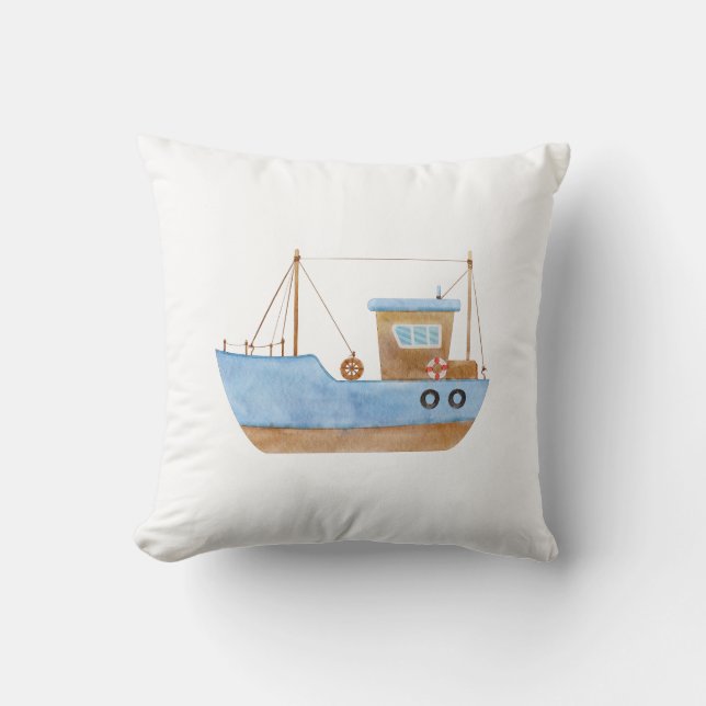 Cojín Decorativo Barco azul (Anverso)