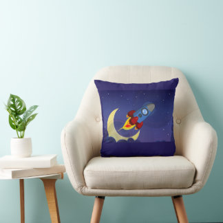 Cojín Decorativo Barco Cohete para Niños