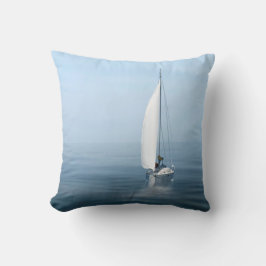 Cojín Decorativo Barco De Navegación En Agua Azul