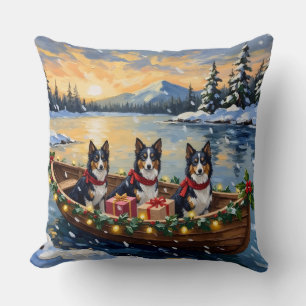 Cojín Decorativo Barco de Navidad de Collie Áspero Fiesta