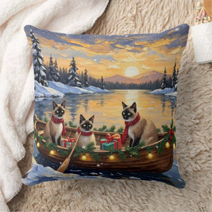Cojín Decorativo Barco de Navidad de Gato Siames