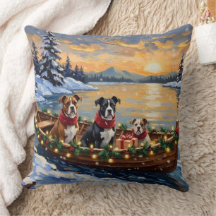 Cojín Decorativo Barco de Navidad del American Staffordshire Terrie