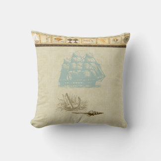 Cojín Decorativo Barco de Rosette vintage con mapa náutico de la ca