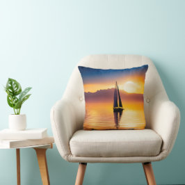 Cojín Decorativo Barco de vela al atardecer