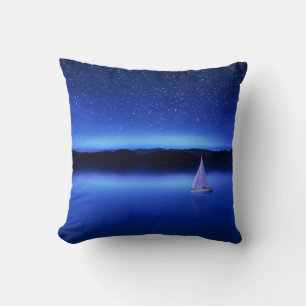 Cojín Decorativo Barco de vela bajo el cielo estrellado de la noche
