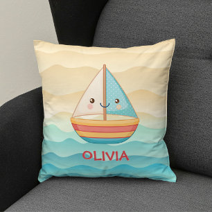 Cojín Decorativo Barco de vela náutico colorido lindo