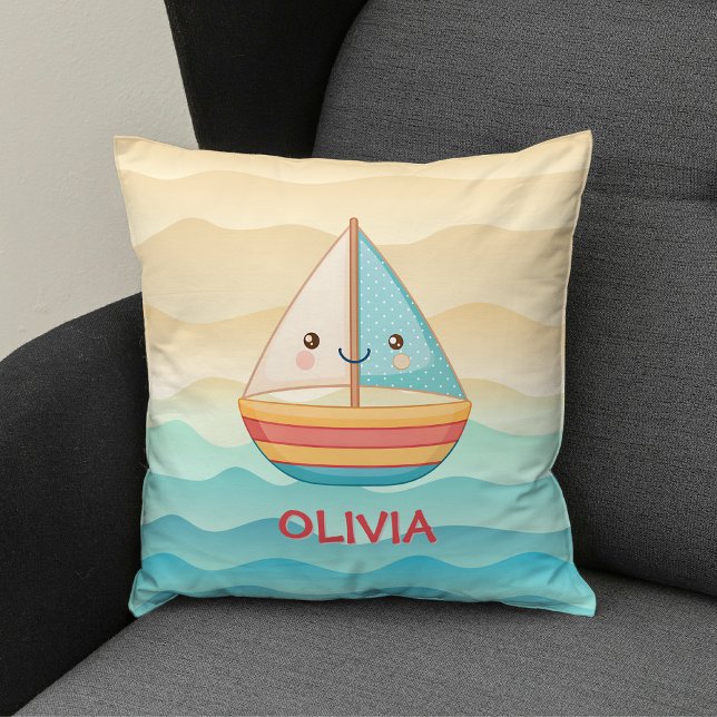 Cojín Decorativo Barco de vela náutico colorido lindo (Subido por el creador)