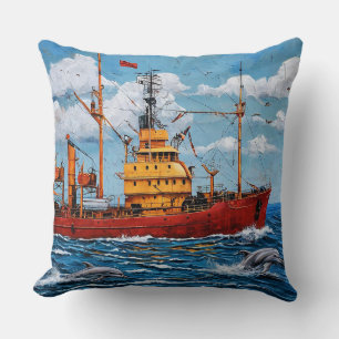 Cojín Decorativo Barco de Vela Viaje Oceánico Estética Marina Decor