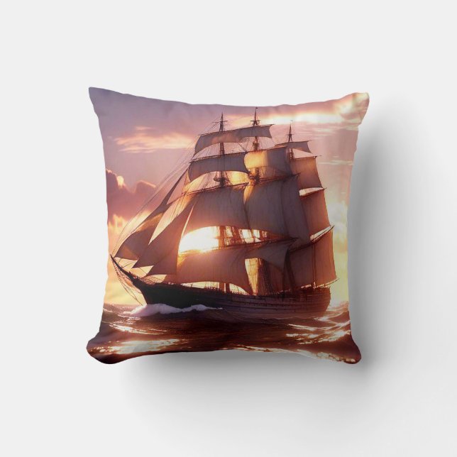 Cojín Decorativo Barco en vela completa (Anverso)