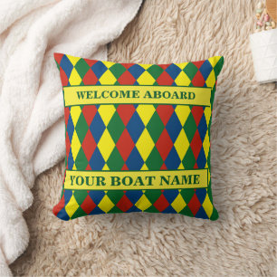 Cojín Decorativo Barco estrecho Bienvenido a bordo Nombre del barco